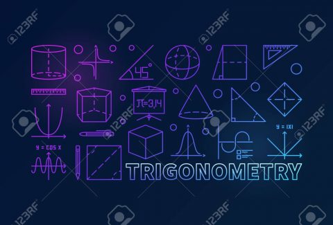 Trigonometry vector colorful illustration or banner